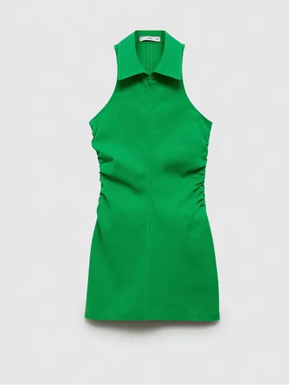 Kelly Green Sleeveless Zipper Shirt Dress